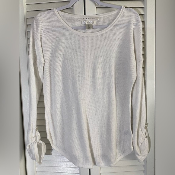 Max Studio White Linen Blend Long or 3/4 Sleeves, Sz L - Picture 1 of 7